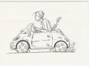 Car with drived hunched over